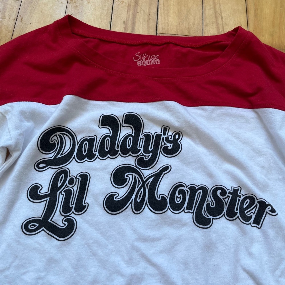 Suicide Squad Harley Quinn Daddys Lil Monster Baseball Tee Shirt Women S Cosplay - Picture 2 of 5